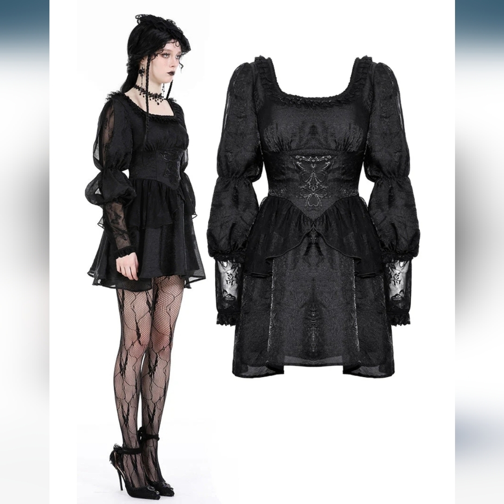 Dark In Love Gothic Princess Bubble Sleeves Dress (Size XL)